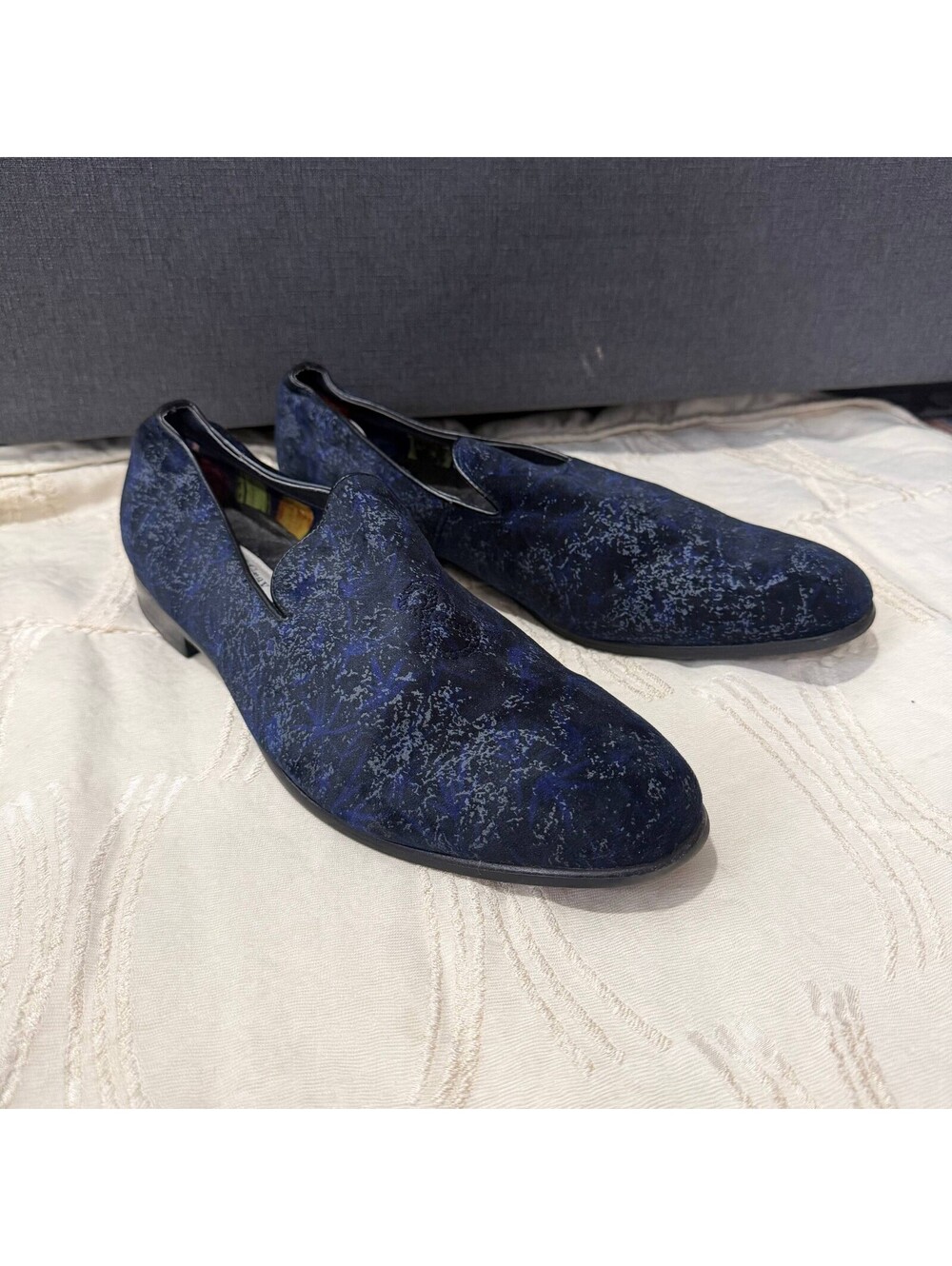 Paisley & Gray Men’s Velvet Loafers Blue Abstract Slip On Shoes Size 11